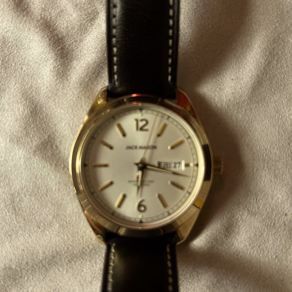 Jack mason gold w/ black leather band